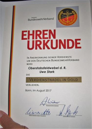die Urkunde für Uwe